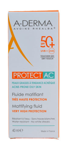A-derma – Fluide solaire matifiant protect AC SPF50+ 40ml