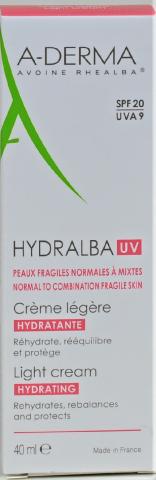 A-derma – Hydralba  crème UV légère 40ml