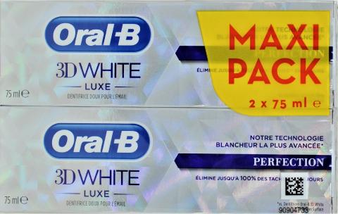 ORAL-B DENTIFRICE 3D WHITE LUX PERF 75ML LOT DE 2