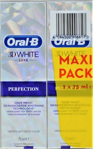 ORAL-B DENTIFRICE 3D WHITE LUX PERFECTION 75 LOT DE 2