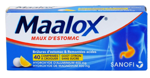 Maalox citron sans sucre – 40 comprimés